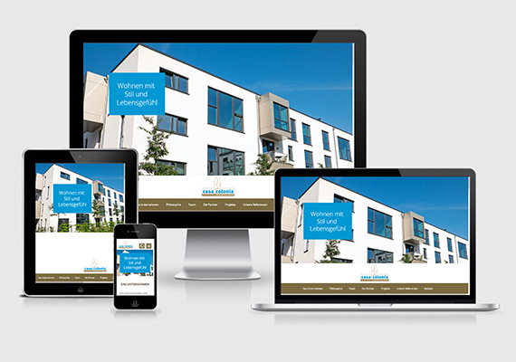 RESPONSIVE WEBSITE 
                                    <br>Grafisches Konzept und Screendesign im Auftrag von FLUID Strategische Kommunikation, www.casa-colonia-immobilien.de
